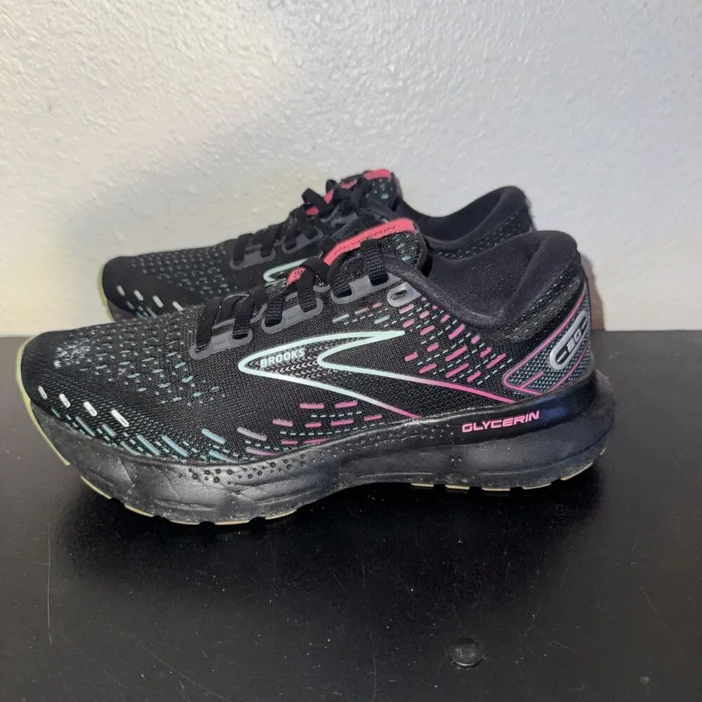 Brooks Glycerin 20 Women’s Size 6.5B Black Blue Pink Running Shoes -1203691B005